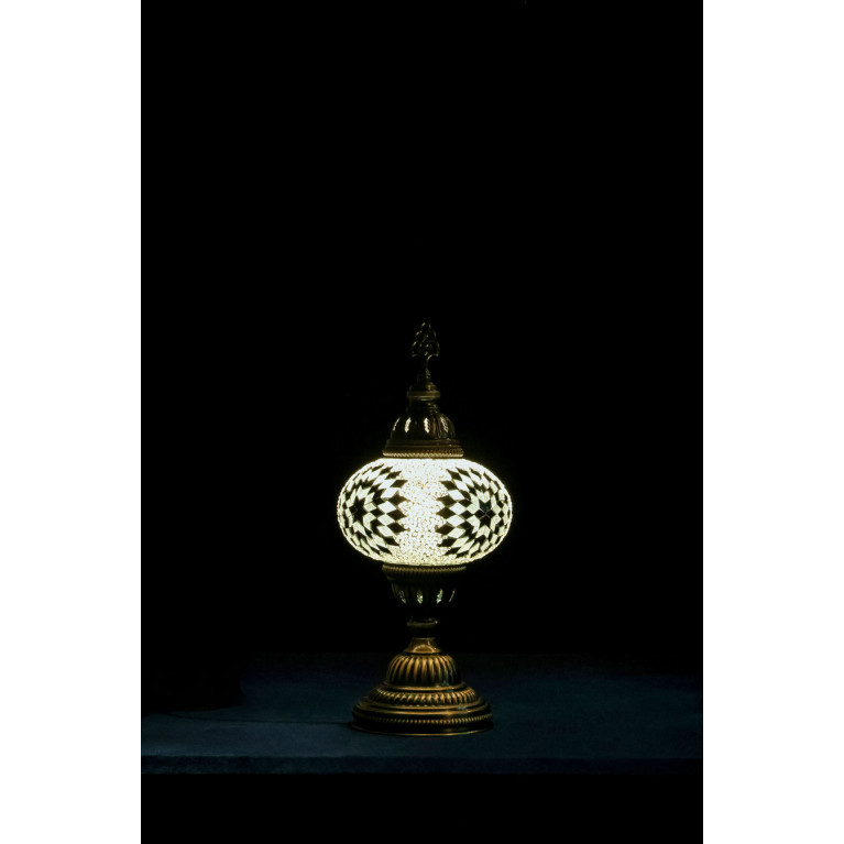 Table lamp, black/white mosaic, diameter 15 cm